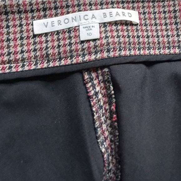 VERONICA BEARD PANTS GEMINI CHECK RED TARTAN PLAID TROUSERS - Picture 4 of 6